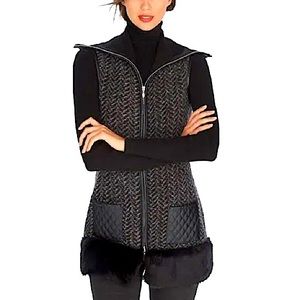 WHITE HOUSEIBLACK MARKET Faux Fur Sweater Vest-Size XXS